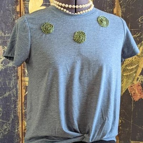 Macy's Hippy Rose Knit Tee - Color Teal Shadow - S - Enhanced by Enchantika - Picture 3 of 5